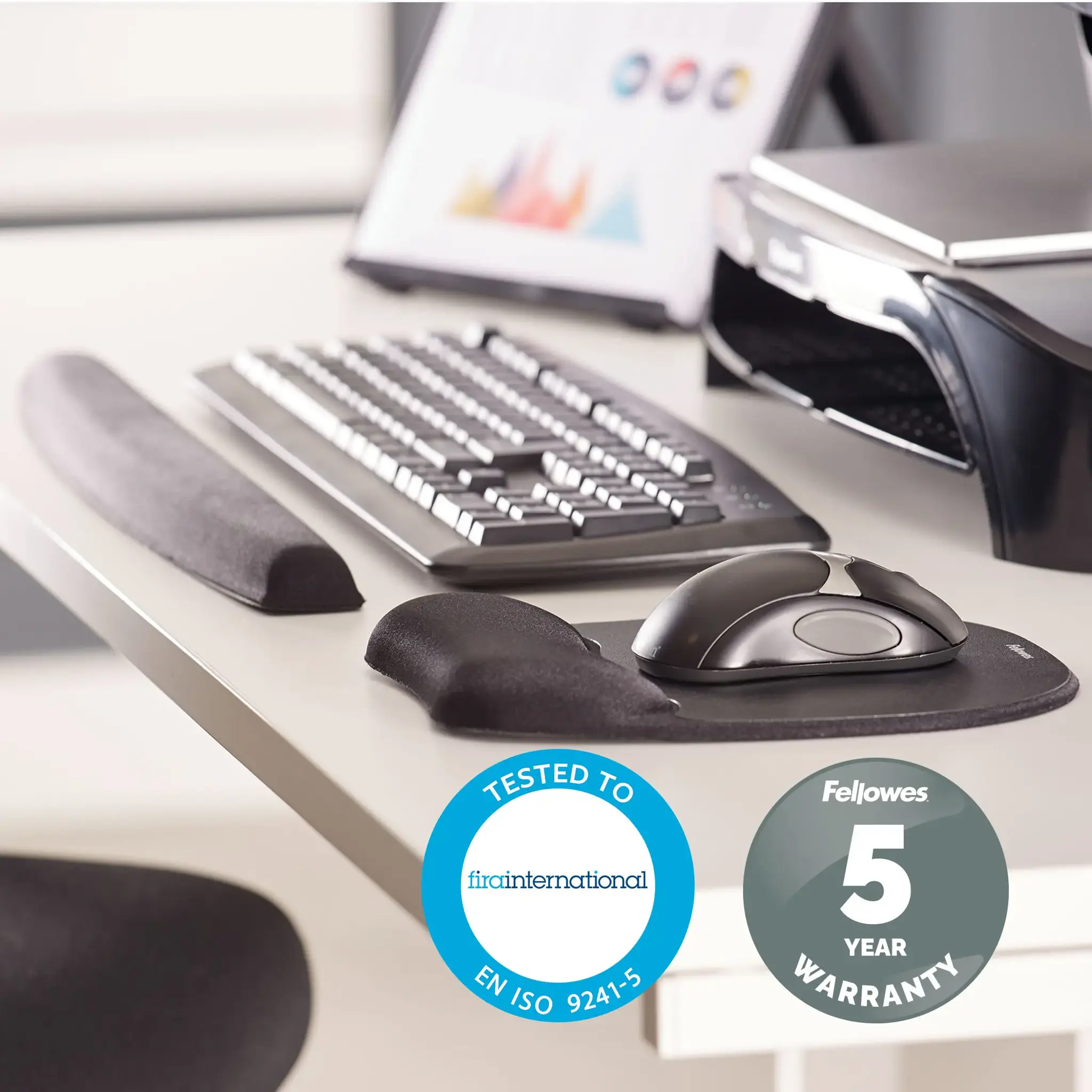 Fellowes 9176501, juoda, vienspalvė, audinys, atminties putos, riešo atrama