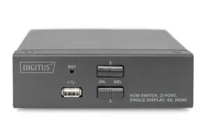 DIGITUS KVM perjungiklis 2x1 HDMI 2 prievadai su vienu ekranu 4K/30Hz FreeSync