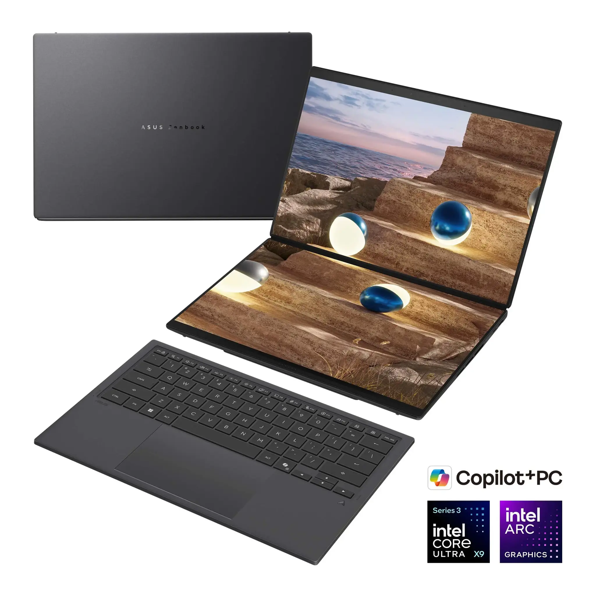 Nešiojamas kompiuteris ASUS Zenbook Duo UX8407AA-SN066W, 378H, 2 TB, 14 Coliai, Windows 11 Pro