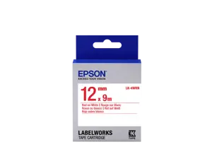 Epson Label Cartridge Standard LK-4WRN Red/White 12mm (9m), Red on white, Japan, 1.2 cm, 9 m, 1 pc(…