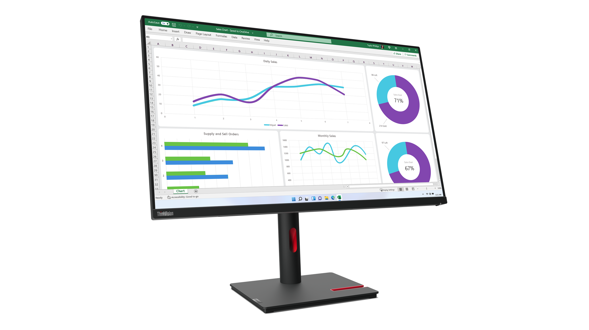 Lenovo ThinkVision T32h-30, 80 cm (31,5"), 2560 x 1440 taškų, Quad HD, LED, 6 ms, juoda