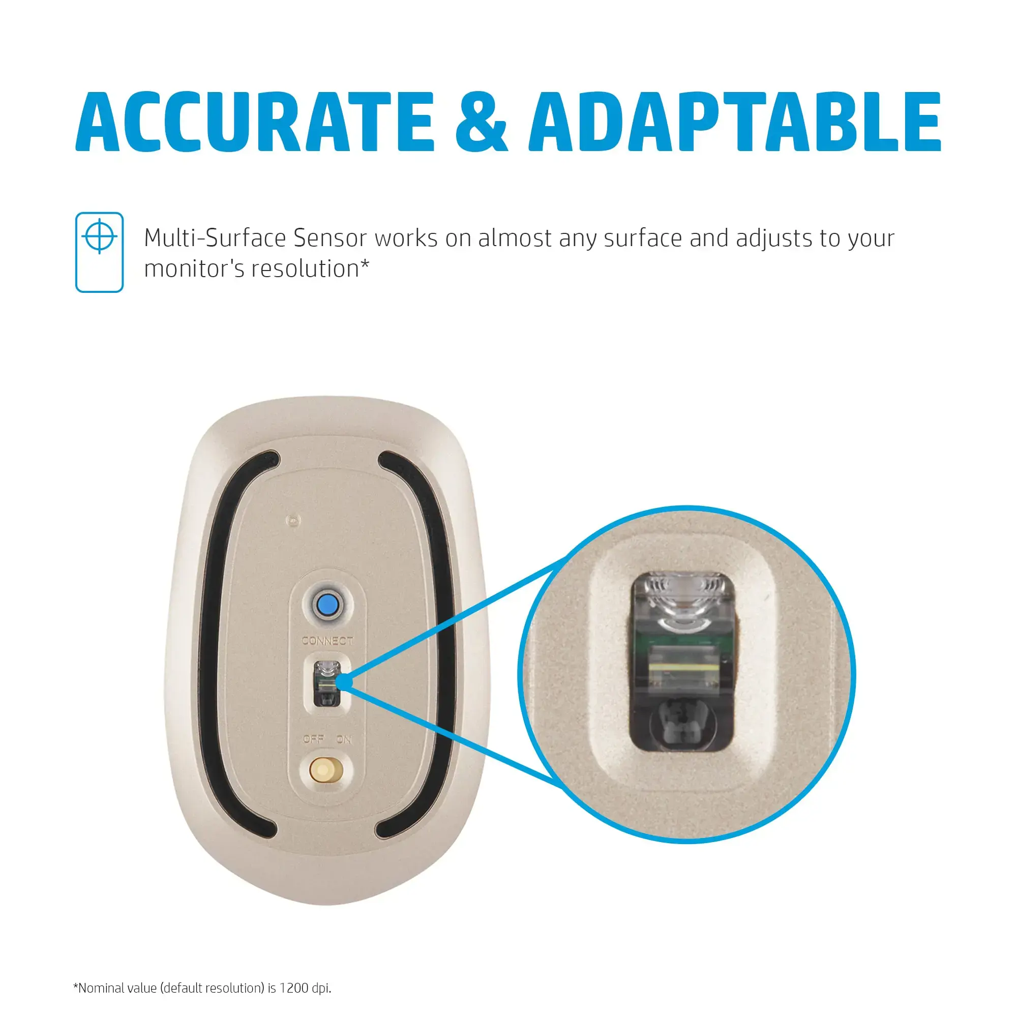 HP 410 Slim Silver "Bluetooth" pelė, dvipusė, "Bluetooth", 2000 DPI, juoda, sidabrinė