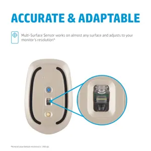 HP 410 Slim Silver "Bluetooth" pelė, dvipusė, "Bluetooth", 2000 DPI, juoda, sidabrinė