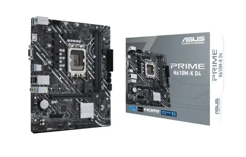 ASUS PRIME H610M-K D4, "Intel", LGA 1700, "Intel® Celeron®", "Intel® Core™ i3", "Intel® Core™ i3", "Intel® Core™ i5", "Intel® Core™ i7", "Intel® Core™ i9",..., DDR4-SDRAM, 64 GB, DIMM