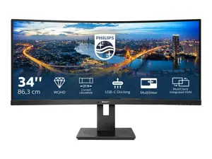 Monitorius Philips B Line 346B1C/00, 86.4 cm (34"), 3440 x 1440 pixels, Quad HD, LCD, 4 ms, Black