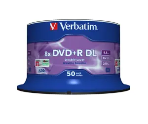 Verbatim DVD+R Double Layer 8x Matt Silver 50pk Spindle, DVD+R DL, 120 mm, Spindle, 50 pc(s), 8.5 GB