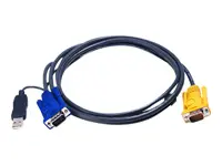 ATEN USB KVM kabelis 1,8 m, 1,8 m, VGA, juodas, HDB-15 + USB A, SPHD-15, vyriškas