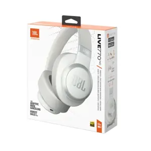 JBL belaidės ausinės "Live 770NC", baltos spalvos