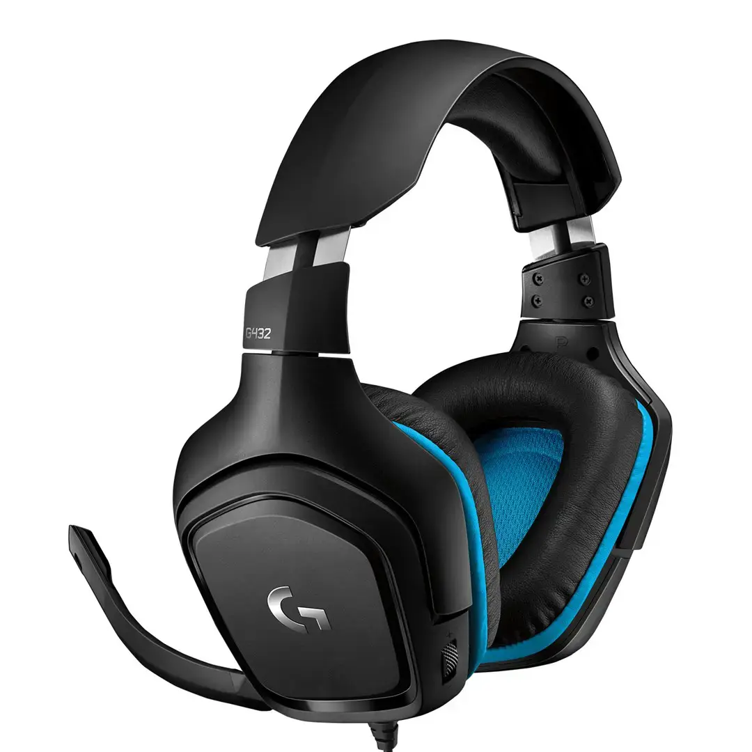 LOGITECH G432 laidinės 7.1 žaidimų ausinės - odinės - juodos/mėlynos spalvos - USB