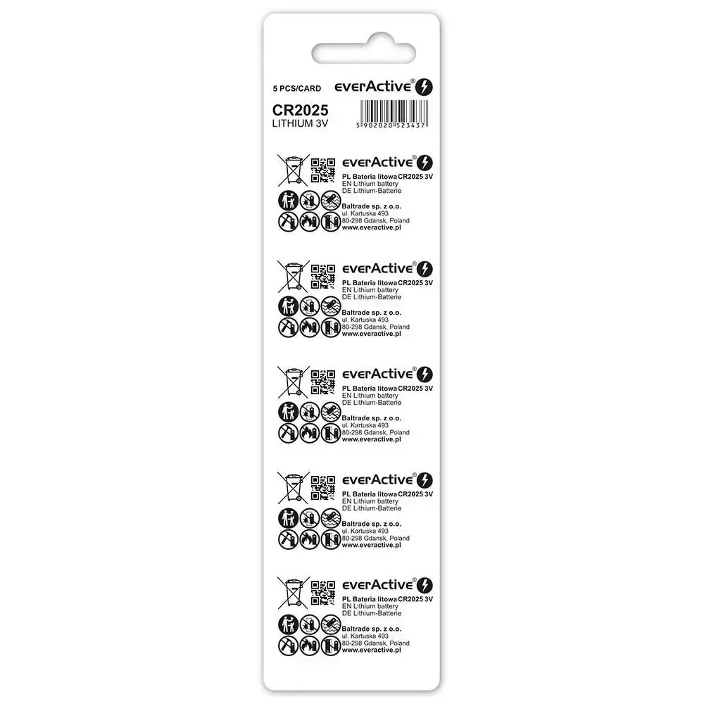 everActive CR2025-5BB Blister Pack 5pcs.