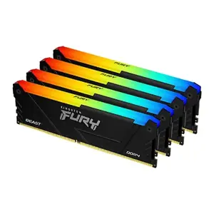 Kingston Technology FURY 128GB 3200MT/s DDR4 CL16 DIMM (Kit of 4) Beast RGB, 128 GB, 4 x 32 GB, DDR…