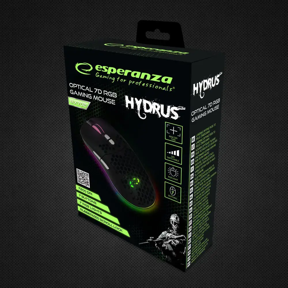 "Esperanza EGM702" pelė Dešinioji USB optinė 7200 DPI