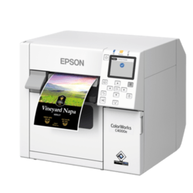 "Epson ColorWorks C4000", blizgus juodas rašalas, pjaustytuvas, ZPLII, USB, Ethernet