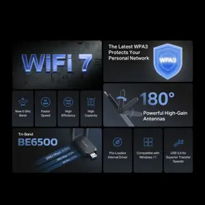 Mercusys MA37BEH | BE6500 Wi-Fi 7 High-Gain Wireless USB Adapter