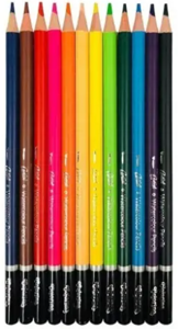 Spalvoti  akvareliniai pieštukai Colorino Artist 12 spalvų ir teptukas