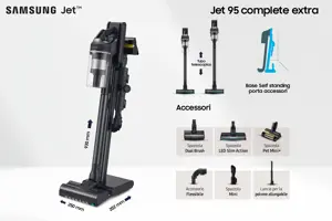 Samsung VS20C9554TK, Stick vacuum, Bagless, Black, 0.8 L, Dry, Cyclonic