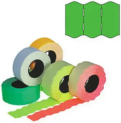 Kainų etiketės 26x16 mm, su bangele 5 vnt., žalia