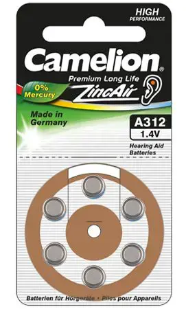 Camelion A312/DA312/ZL312, Cinko oro elementai, 6 vnt.