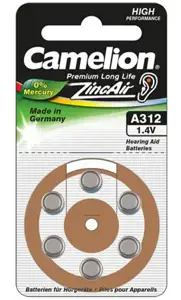 Camelion A312/DA312/ZL312, Cinko oro elementai, 6 vnt.