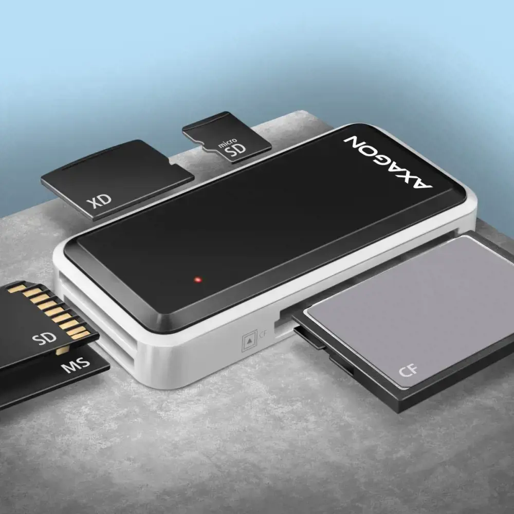 AXAGON CRE-X1 išorinis mini kortelių skaitytuvas su 5 lizdais ALL-IN-ONE