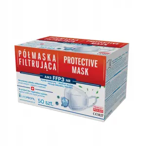 "Europrofil Medical" filtruojanti puskaukė / respiratorius be vožtuvo FFP3, AM3 modelis - 50 vnt./1…