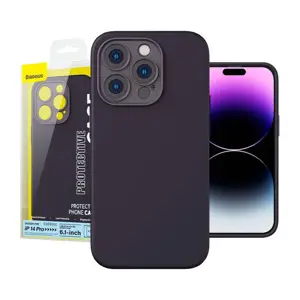 "Baseus Liquid Silica Gel" dėklas "iPhone 14 Pro" (Elderberry)+ grūdintas stiklas + valymo rinkinys