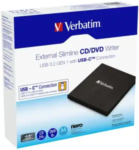 Verbatim 43886, Black, Tray, Desktop/Laptop, DVD±RW, USB 3.2 Gen 1 (3.1 Gen 1), CD-R, CD-RW, DVD+R, DVD+R DL, DVD+RW, DVD-R, DVD-R DL, DVD-RW