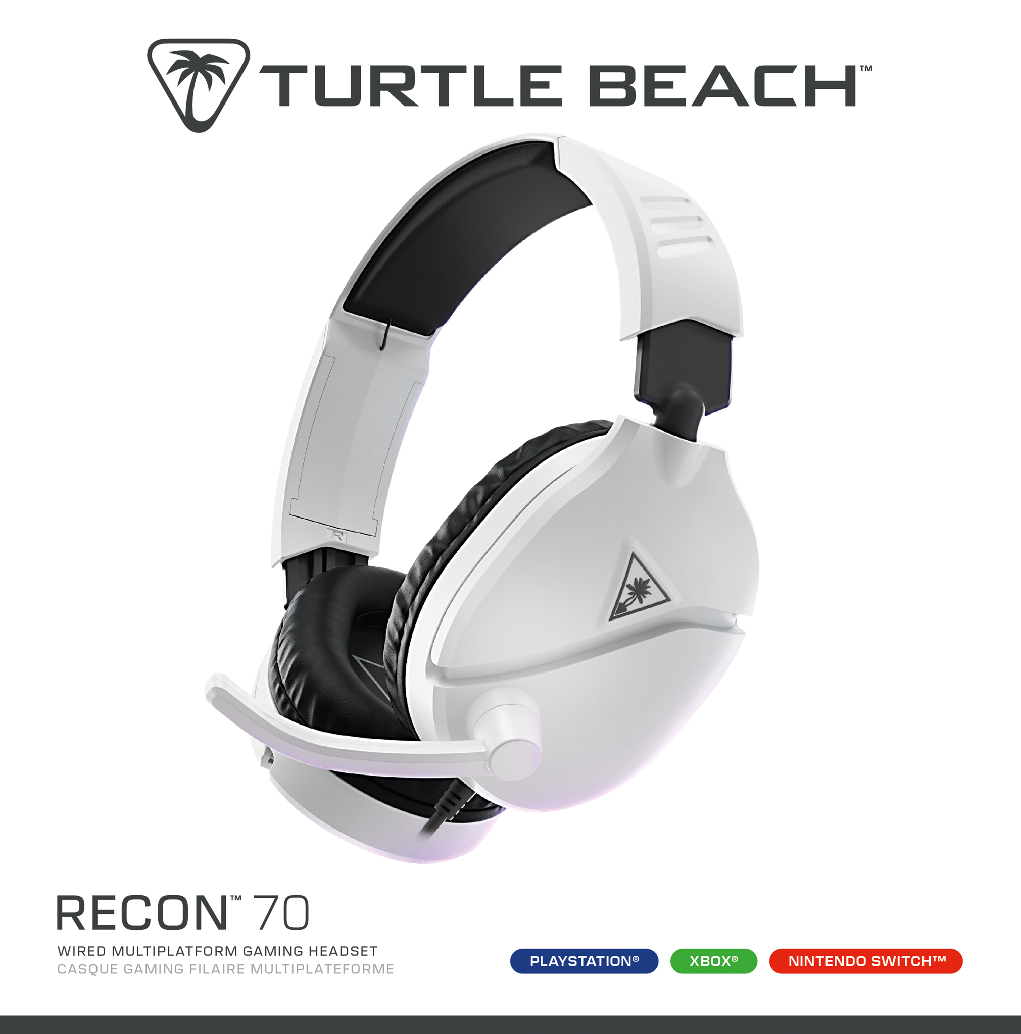 Turtle Beach Recon 70, Wired, Gaming, 20 - 20000 Hz, Headset, White
