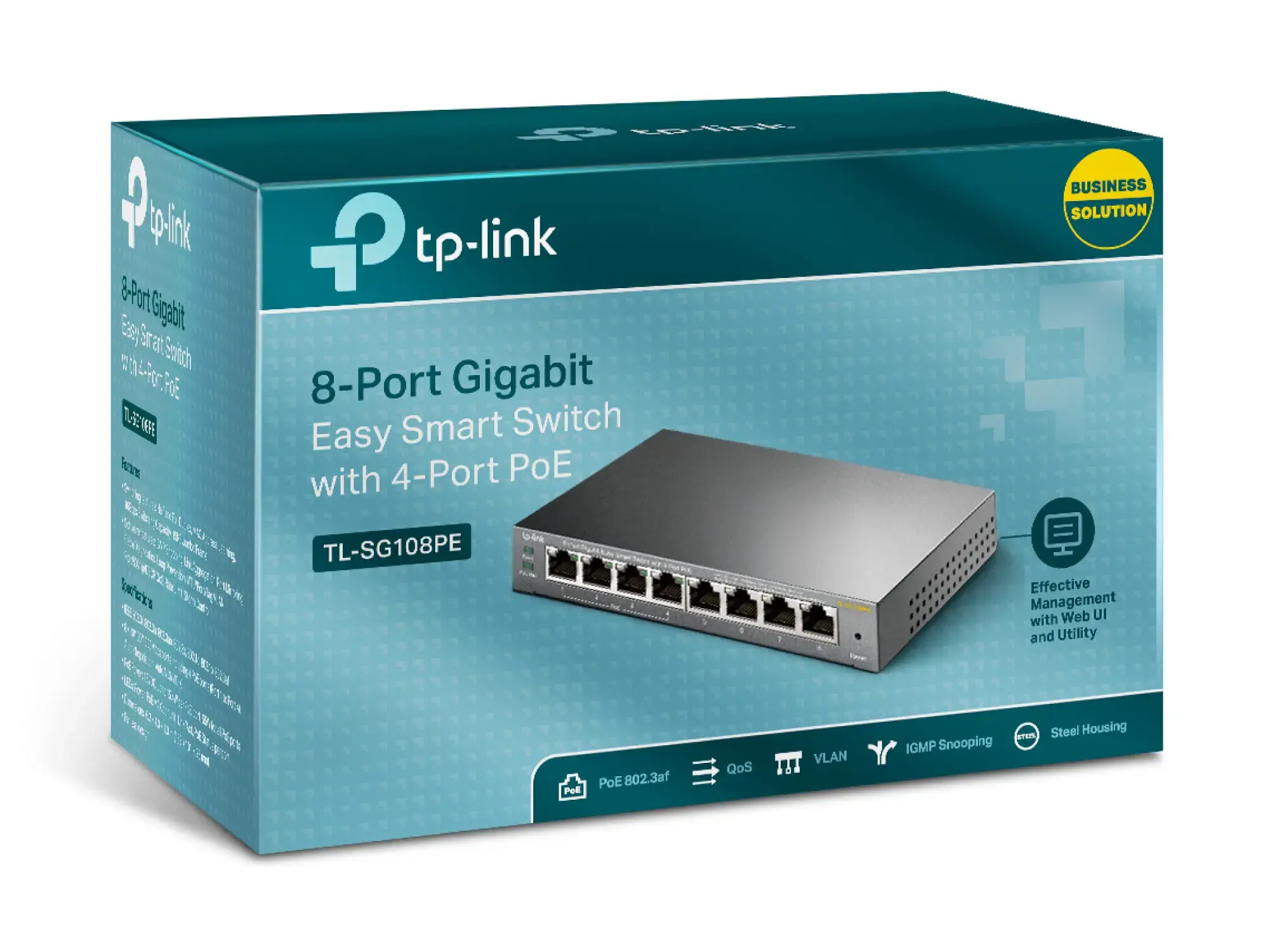 "TP-Link" 8 prievadų "Gigabit Easy Smart" komutatorius su 4 prievadais PoE, valdomas, L2, Gigabit Ethernet (10/100/1000), maitinimas per Ethernet (PoE)