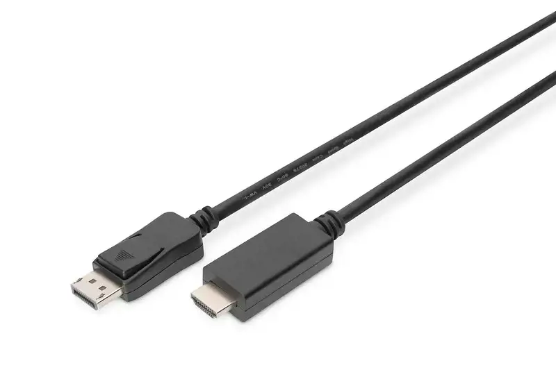 ASSMANN DisplayPort adapterio kabelis DP - HDMI Type A St / St 2.0m w / War. DP 1.2 HDMI 2.0 4K / 60Hz CE juodas