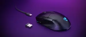 Turtle Beach Pure Air - Ultra-Light Wireless Ergonomic RGB Gaming Mouse, 26K DPI Optical Sensor, 125 hour Battery, Dual Wireless System, TITAN Optical Switches, Bluetooth, RGB Illumination. Semi-translucent Black, Right-hand, Optical, RF Wireless + Bluetooth, 26000 DPI, Black, Translucent