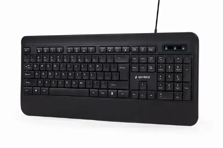 GEMBIRD KB-UML-03 Slim Rainbow backlight multimedijos klaviatūra, juoda, JAV išdėstymo