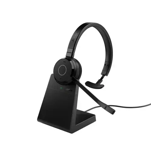 Jabra Evolve 65 TE MS Mono Link390a Belaidės ausinės, Bluetooth, USB-A, Charging Stand, Juoda