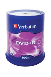 VERBATIM DVD+R 120 min. / 4,7 GB 16x 100 vnt. vijų "DataLife Plus", įbrėžimams atsparus paviršius