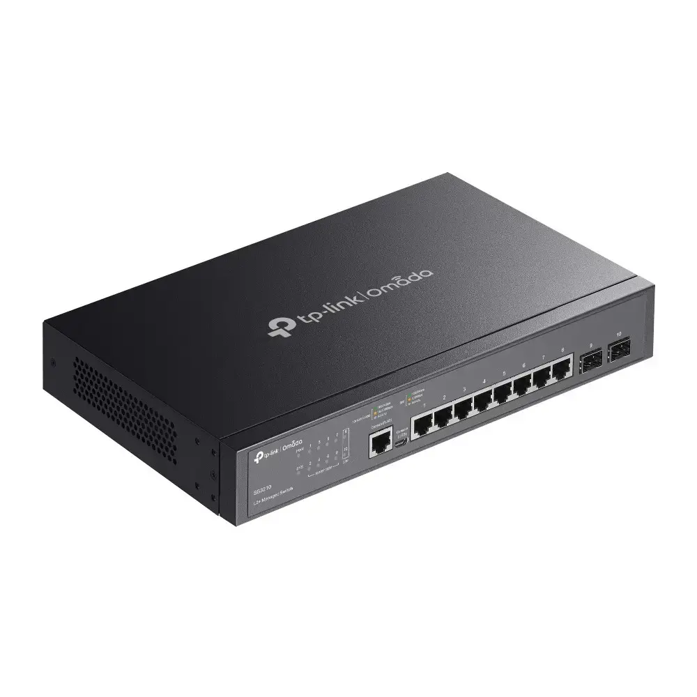 "TP-Link JetStream" 8 prievadų "Gigabit L2" valdomas tinklo komutatorius su 2 SFP lizdais, valdomas, L2, Gigabit Ethernet (10/100/1000), dvipusis, montuojamas į stovą, 1U