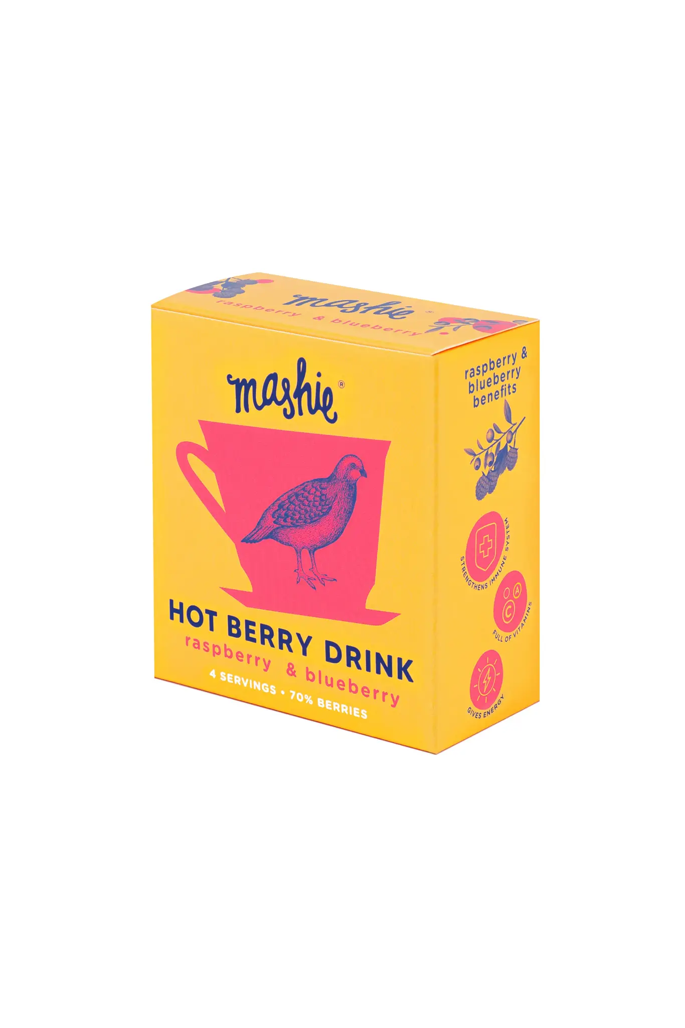 Uogų tyrė MASHIE Original, aviečių ir mėlynių, 4vnt.