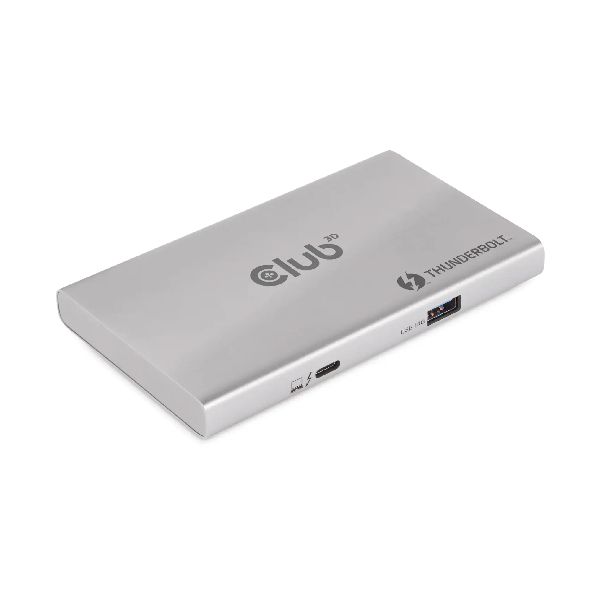 CLUB3D Certified Thunderbolt™4 Portable 5-in-1 Hub with Smart Power, Docking, Thunderbolt 4, Silver, OS Support: Windows10™ or above version supported Thunderbolt™ 4 host MacOS™ 11 or above..., DC, 10 W