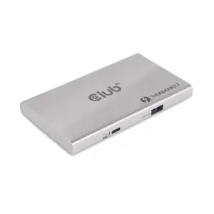 CLUB3D Certified Thunderbolt™4 Portable 5-in-1 Hub with Smart Power, Docking, Thunderbolt 4, Silver, OS Support: Windows10™ or above version supported Thunderbolt™ 4 host MacOS™ 11 or above..., DC, 10 W