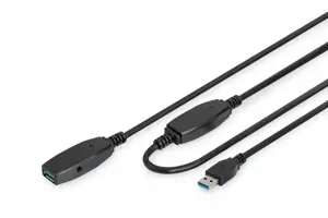 DIGITUS ilginamasis kabelis USB 3.0 SuperSpeed USB A/A M/F tipo aktyvus juodas 10 m