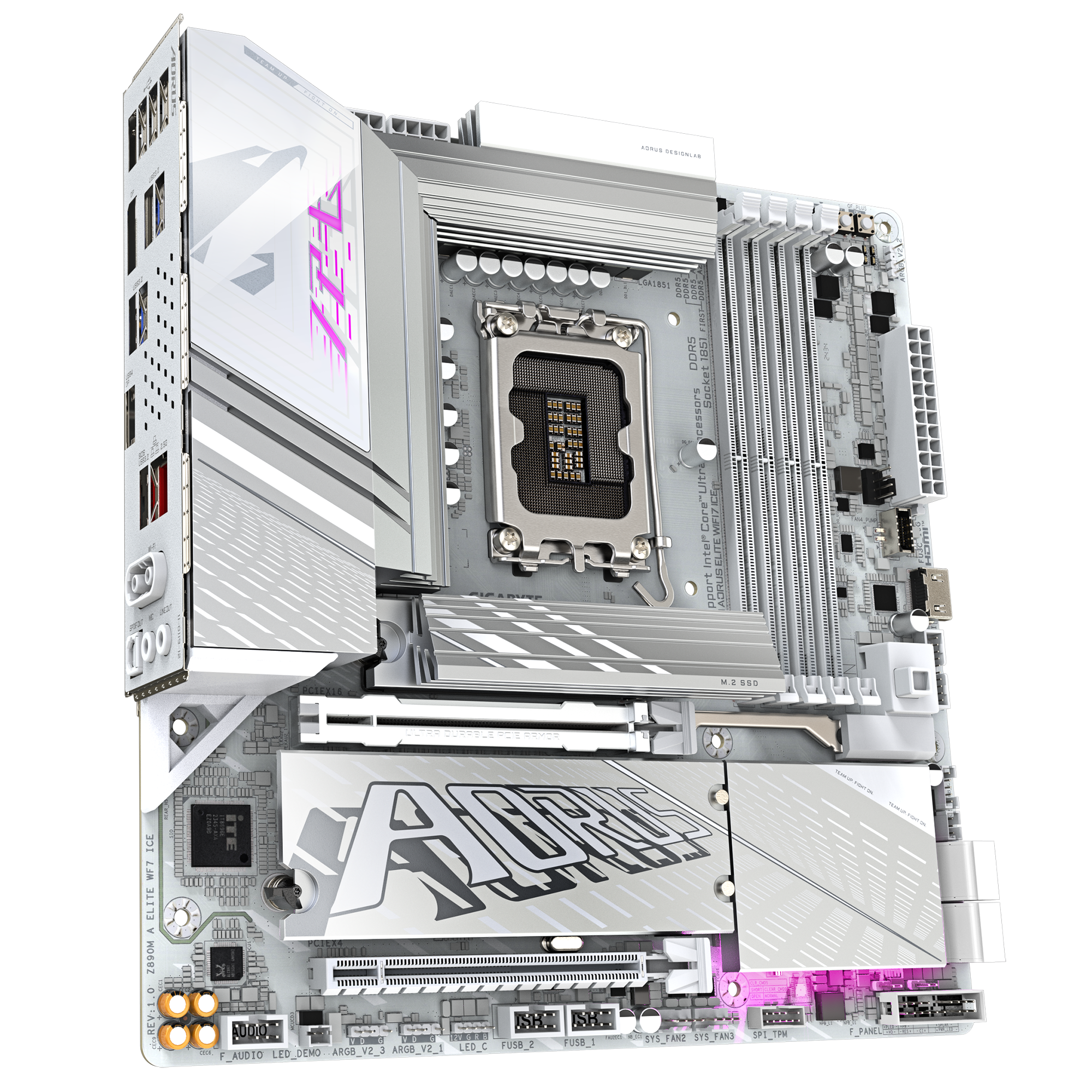 Gigabyte Z890M A ELITE WF7 ICE | Processor family Intel | Processor socket LGA1851 | DDR5 | Supported hard disk drive interfaces SATA, M.2 | Number of SATA connectors 4