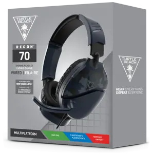 "Turtle Beach Recon 70" žaidimų ausinės "Xbox", PS5, PS4, "Switch", PC - "Camo Blue", laidinės, žaidimų, 20-20000 Hz, 485,3 g, ausinės, juodos, mėlynos, kamufliažinės