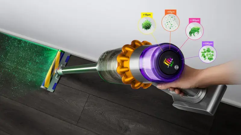 Dyson V15 Detect Absolute Belaidis dulkių siurblys, Nickel/Yellow