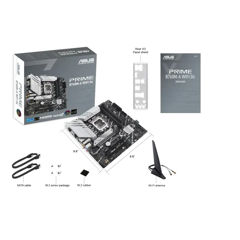 ASUS PRIME B760M-A WIFI D4, "Intel", LGA 1700, "Intel® Celeron®", "Intel® Core™ i3", "Intel® Core™ i5", "Intel® Core™ i7", "Intel® Core™ i9",..., LGA 1700, DDR4-SDRAM, 128 GB