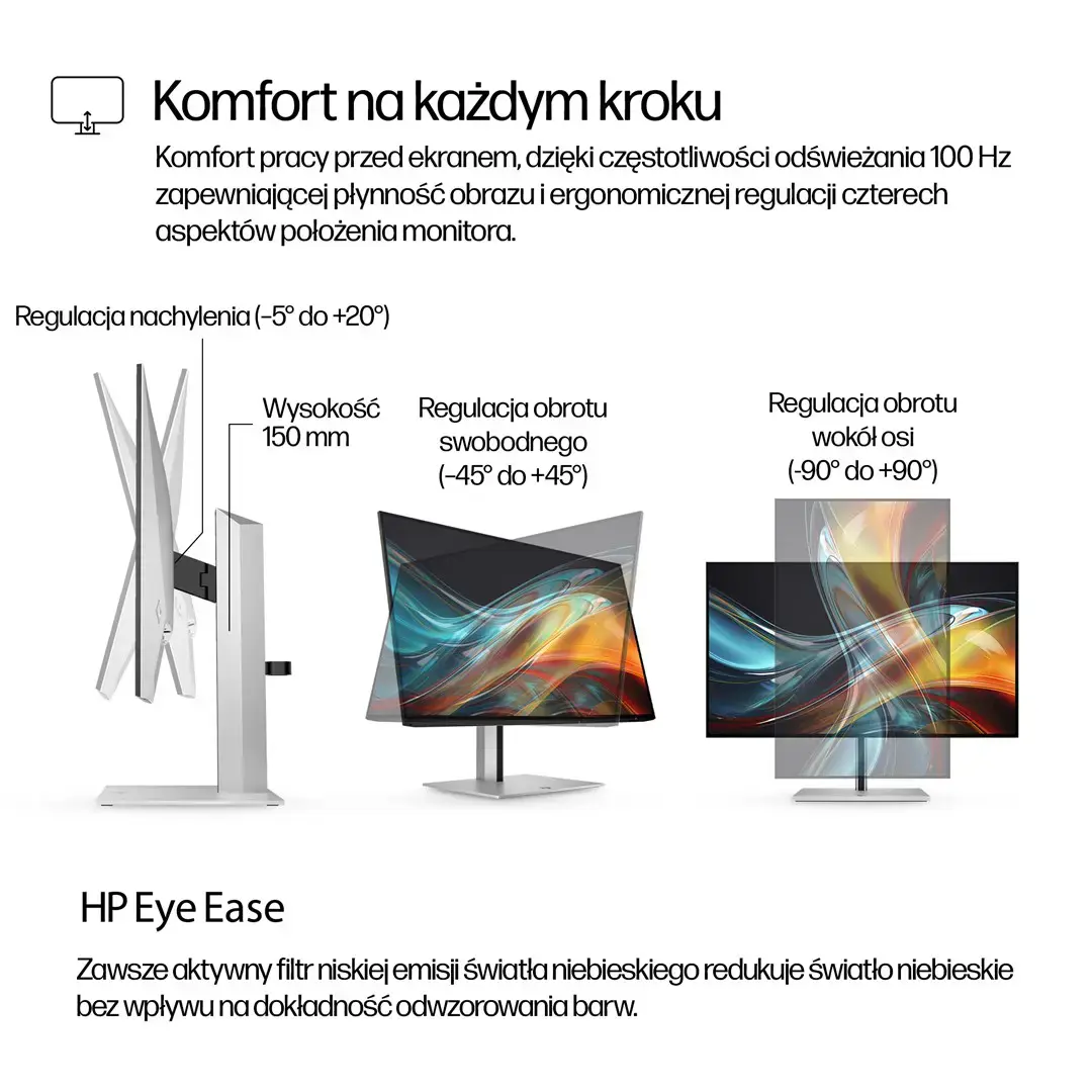 HP Series 7 Pro 23.8 inch FHD Monitor - 724pf, 60.5 cm (23.8"), 1920 x 1080 pixels, Full HD, Black, Silver