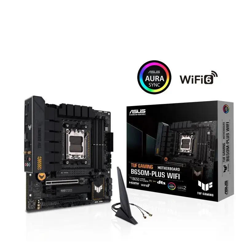 ASUS TUF GAMING B650M-PLUS WIFI, AMD, Socket AM5, DDR5-SDRAM, 128 GB, DIMM, dviejų kanalų