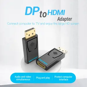 "Vention" DP vyriškos ir HDMI moteriškos lyties adapteris, juodas, DP, HDMI, juodas