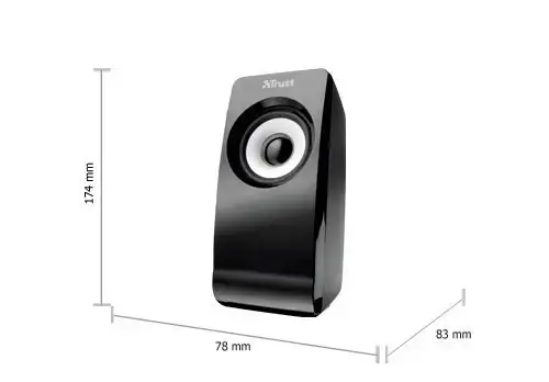 Trust Remo 2.0, 1-way, 2.0 channels, Wired, 8 W, Black