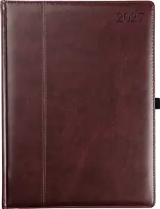 Darbo knyga AMBASSADOR BLACK EDITION 2027, PU, A4, tamsiai ruda (Baltic)