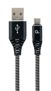 GEMBIRD CC-USB2B-AMCM-2M-BW "Gembird Premium" medvilninis pintas C tipo USB įkrovimo ir duomenų per…