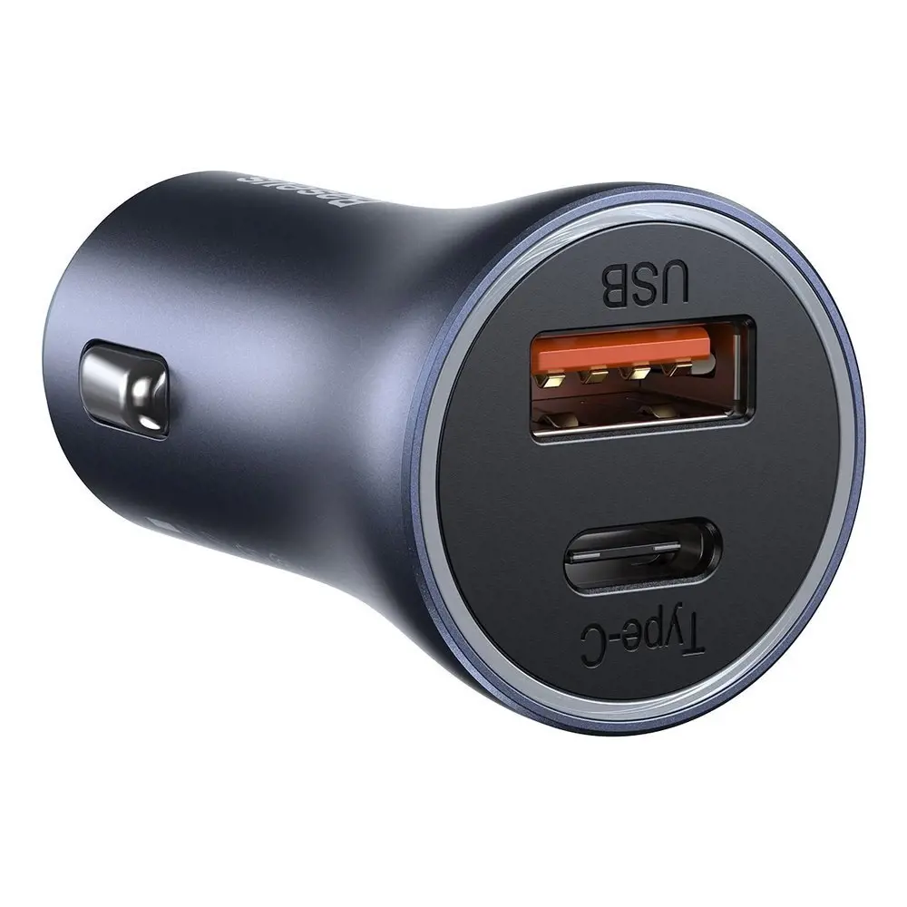 Baseus TZCCJD-0G Golden Contactor Car Charger Dual Quick Charger USB 40W Dark Grey